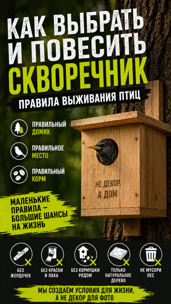 скворец в скворечнике